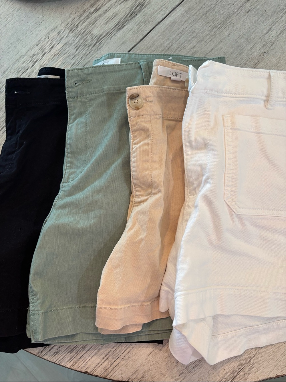 LOFT Neutral Shorts Set in Beige, Sage, Black & White